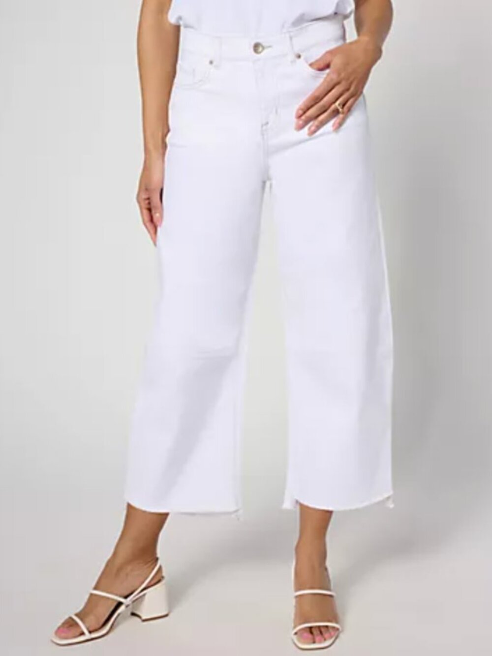 LOGO White Stretch Barrel Jeans